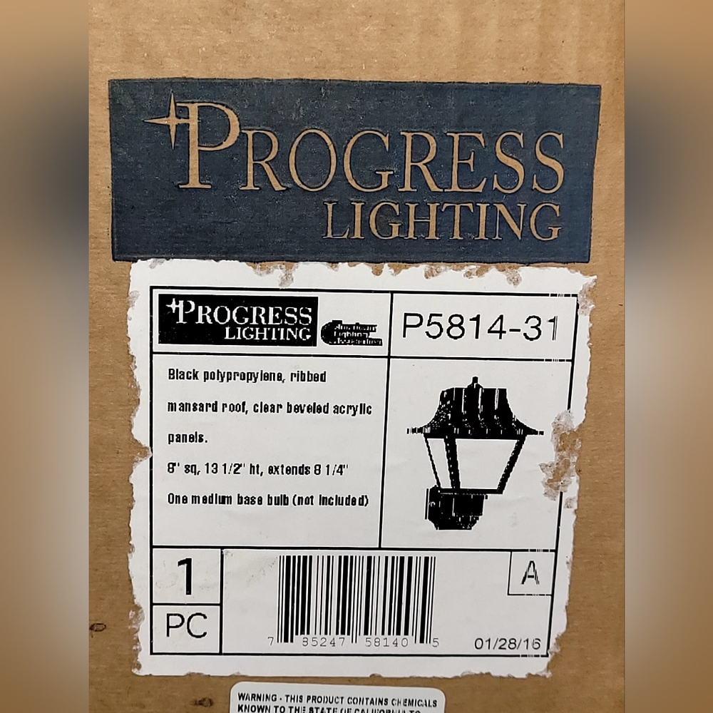 NEW Black Plastic Porch Light Lantern Enclosed COVERED